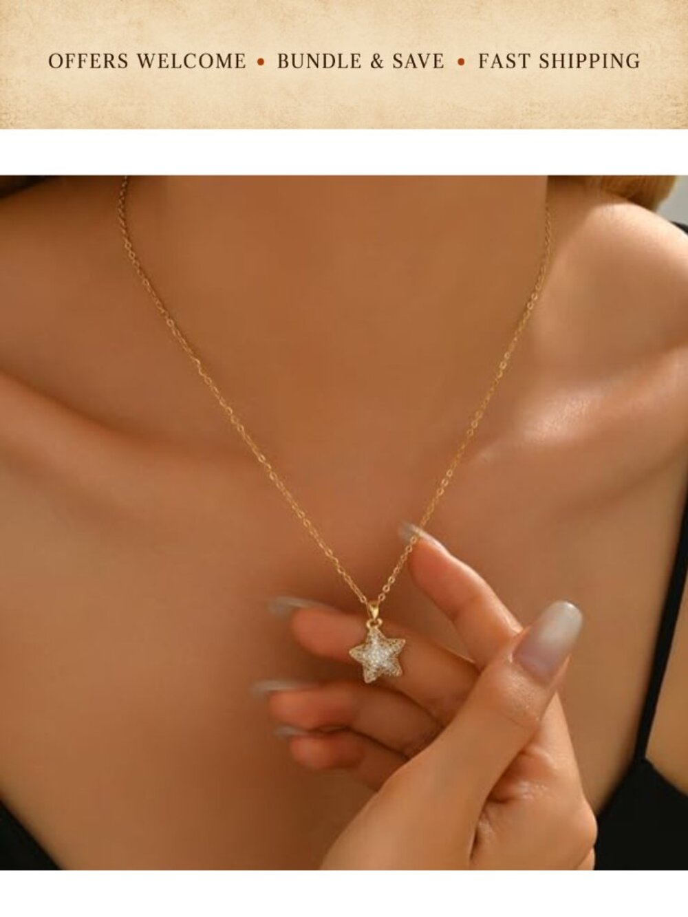 18K Gold Plated Necklace Cubic Zirconia Pendant Adjustable Chain - Picture 3 of 6